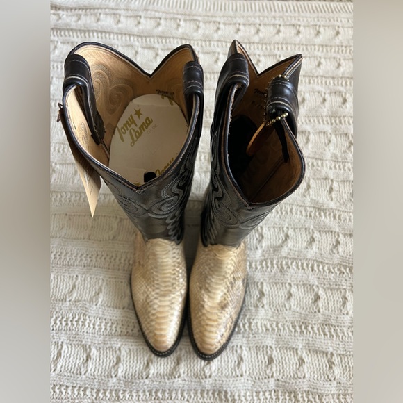 NWT Tony Lama western boots, black/tan, size 7.5 - Picture 4 of 11